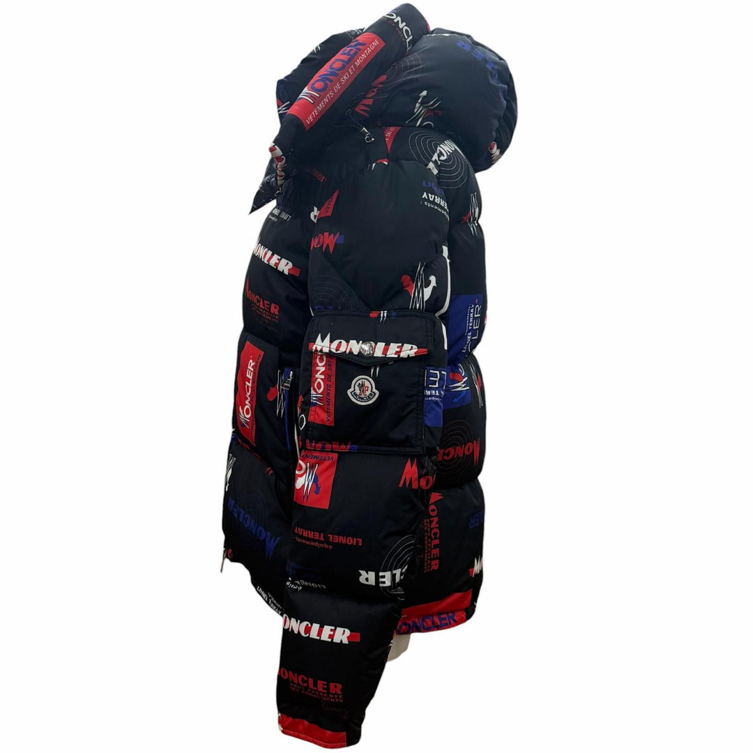美品▼MONCLER モンクレール WILSON ウィルソン フーデッド WZIPUP ダウンジャケット ブラック マルチ 3 ブルガリア製 正規品 メンズ