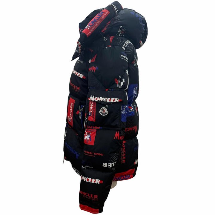 美品▼MONCLER モンクレール WILSON ウィルソン フーデッド WZIPUP ダウンジャケット ブラック マルチ 3 ブルガリア製 正規品 メンズ