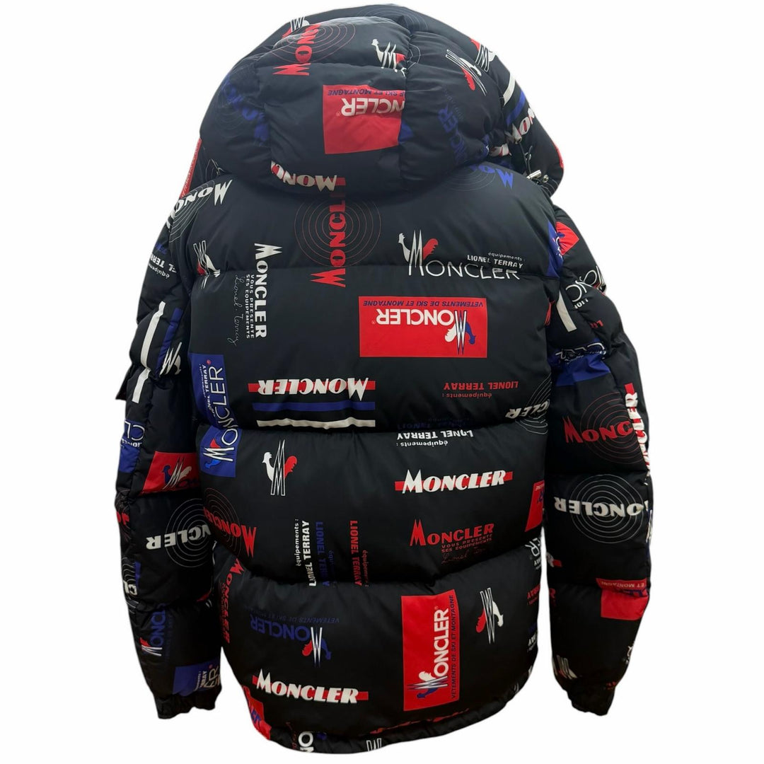 美品▼MONCLER モンクレール WILSON ウィルソン フーデッド WZIPUP ダウンジャケット ブラック マルチ 3 ブルガリア製 正規品 メンズ