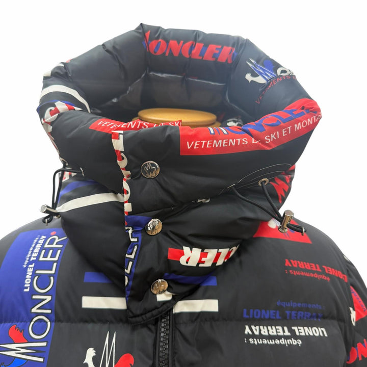 美品▼MONCLER モンクレール WILSON ウィルソン フーデッド WZIPUP ダウンジャケット ブラック マルチ 3 ブルガリア製 正規品 メンズ