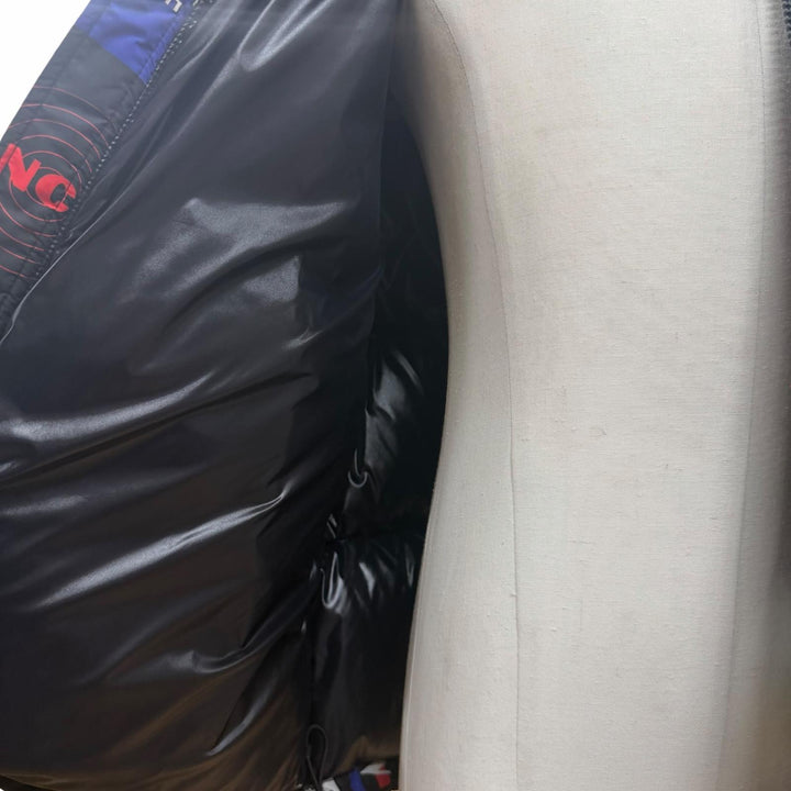 美品▼MONCLER モンクレール WILSON ウィルソン フーデッド WZIPUP ダウンジャケット ブラック マルチ 3 ブルガリア製 正規品 メンズ