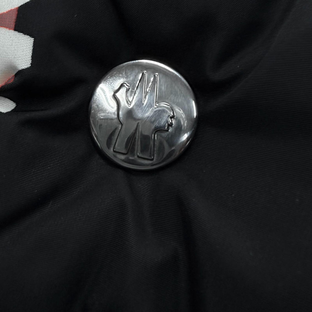 美品▼MONCLER モンクレール WILSON ウィルソン フーデッド WZIPUP ダウンジャケット ブラック マルチ 3 ブルガリア製 正規品 メンズ