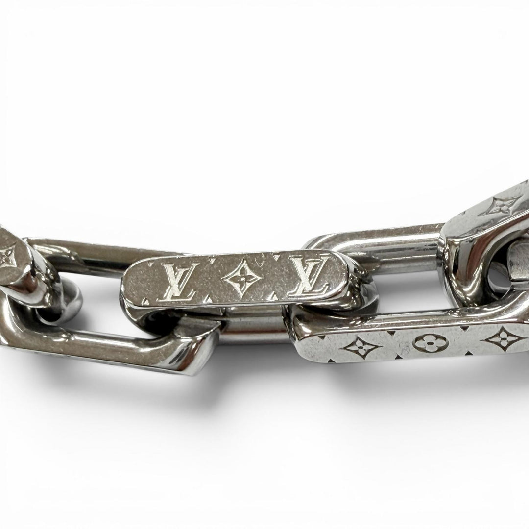 美品▼LOUIS VUITTON ルイヴィトン M00307 コリエ チェーン モノグラム ネックレス シルバー 伊製 メンズ アクセサリー 箱・保存袋付き