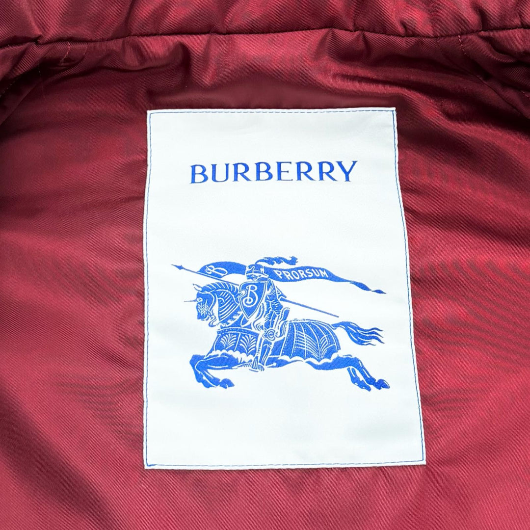 極美品★BURBERRY バーバリー 8077407 ウール混 リバーシブル チェック柄 ZIP UP ボア ジャケット レッド ボルドー 34 正規品 レディース