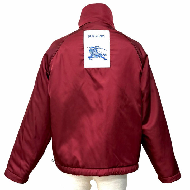 極美品★BURBERRY バーバリー 8077407 ウール混 リバーシブル チェック柄 ZIP UP ボア ジャケット レッド ボルドー 34 正規品 レディース