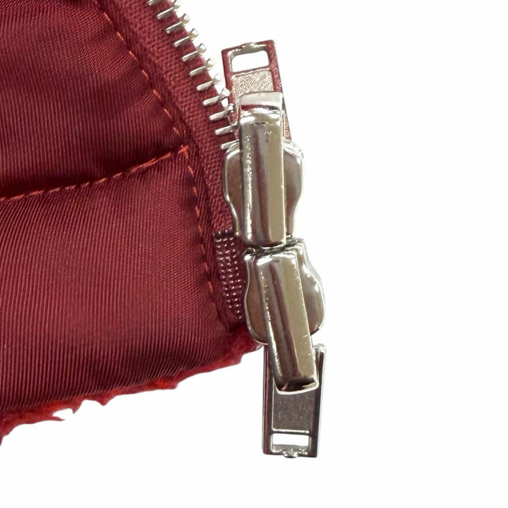 極美品★BURBERRY バーバリー 8077407 ウール混 リバーシブル チェック柄 ZIP UP ボア ジャケット レッド ボルドー 34 正規品 レディース