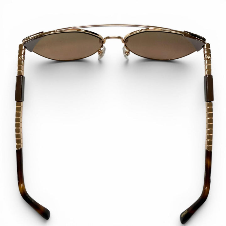 極美品▼Chopard ショパール SCHC40 アイスキューブ ツーブリッジ アイウェア サングラス ピンクゴールド クリアブラウン 57□17 箱付き