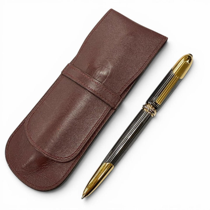 良品▼Cartier カルティエ クーガードゥカルティエ トリニティ カラーストーン ツイスト式 ボールペン ブラック ゴールド 筆記確認済み