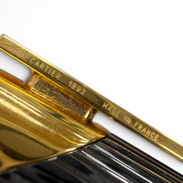 良品▼Cartier カルティエ クーガードゥカルティエ トリニティ カラーストーン ツイスト式 ボールペン ブラック ゴールド 筆記確認済み