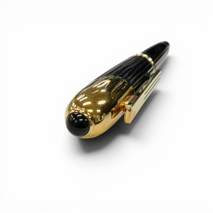 良品▼Cartier カルティエ クーガードゥカルティエ トリニティ カラーストーン ツイスト式 ボールペン ブラック ゴールド 筆記確認済み