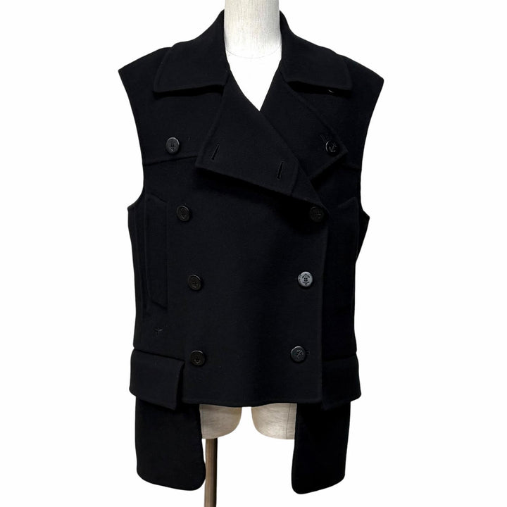 極美品★Christian Dior クリスチャンディオール 350G18A0060 カシミヤ混 マイクロカナージュ キルティングライナー付 ベスト 44 正規品