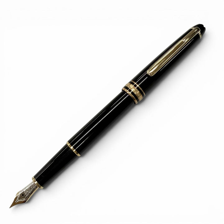 極美品▼MONTBLANC モンブラン マイスターシュテュック クラシック ペン先14K Fニブ ホワイトスター 万年筆 ブラック ゴールド ドイツ製