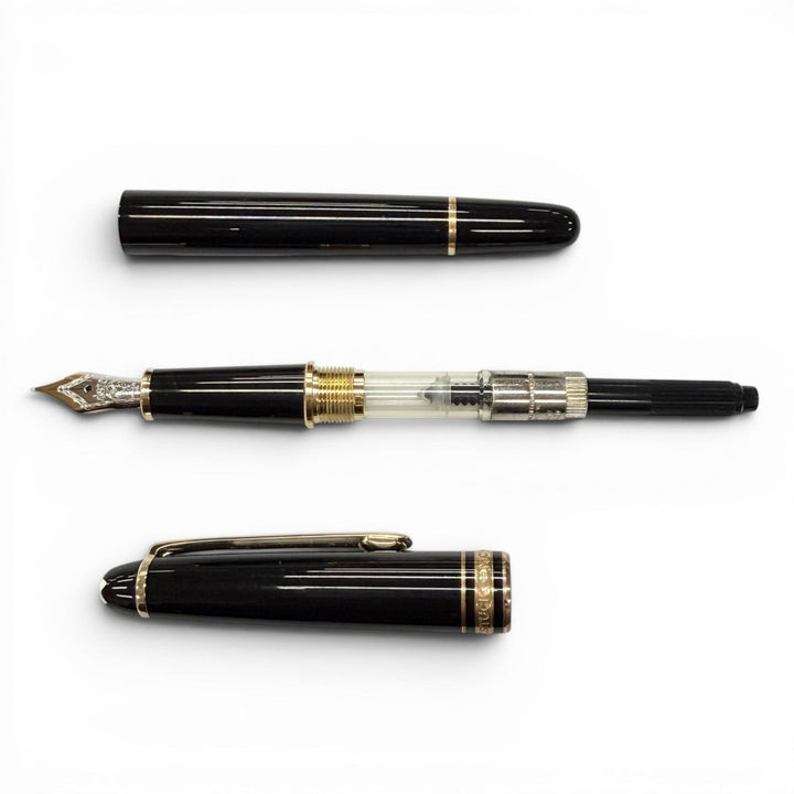 極美品▼MONTBLANC モンブラン マイスターシュテュック クラシック ペン先14K Fニブ ホワイトスター 万年筆 ブラック ゴールド ドイツ製