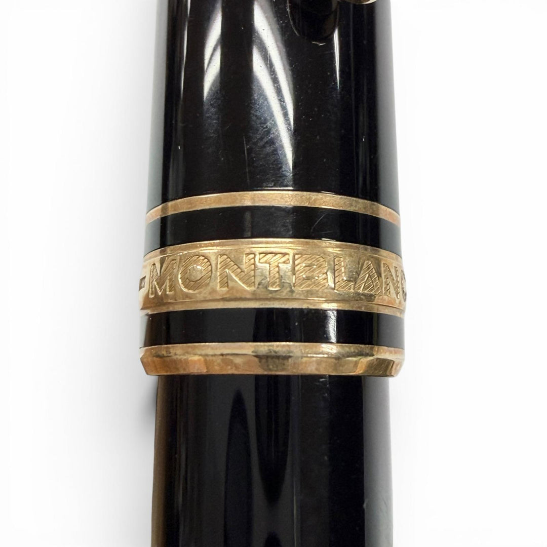 極美品▼MONTBLANC モンブラン マイスターシュテュック クラシック ペン先14K Fニブ ホワイトスター 万年筆 ブラック ゴールド ドイツ製