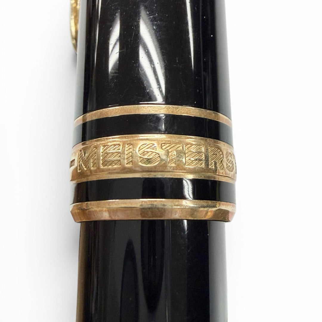 極美品▼MONTBLANC モンブラン マイスターシュテュック クラシック ペン先14K Fニブ ホワイトスター 万年筆 ブラック ゴールド ドイツ製