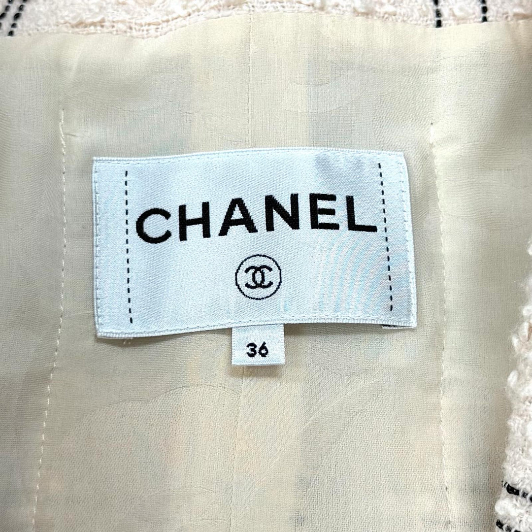 極美品★CHANEL シャネル P71173 ウール混 ココボタン付 格子柄 ツイード ジャケット ピンク ブラック 36 フランス製 正規品 レディース