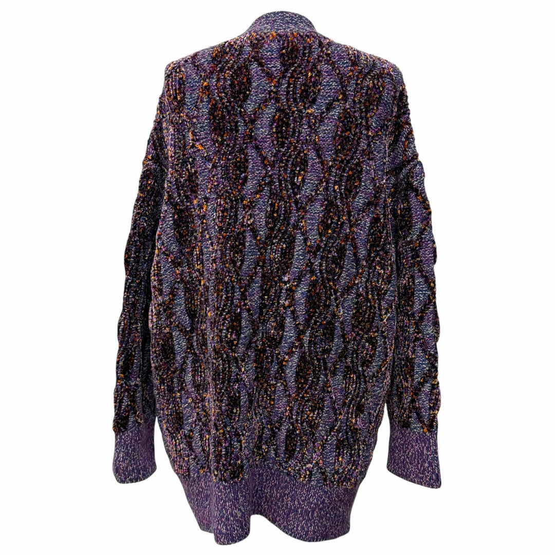 極美品★CHANEL シャネル P73870 アルパカ混 ラインストーンココボタン 厚手 Vネック ニット カーディガン パープル系 38 伊製 正規品