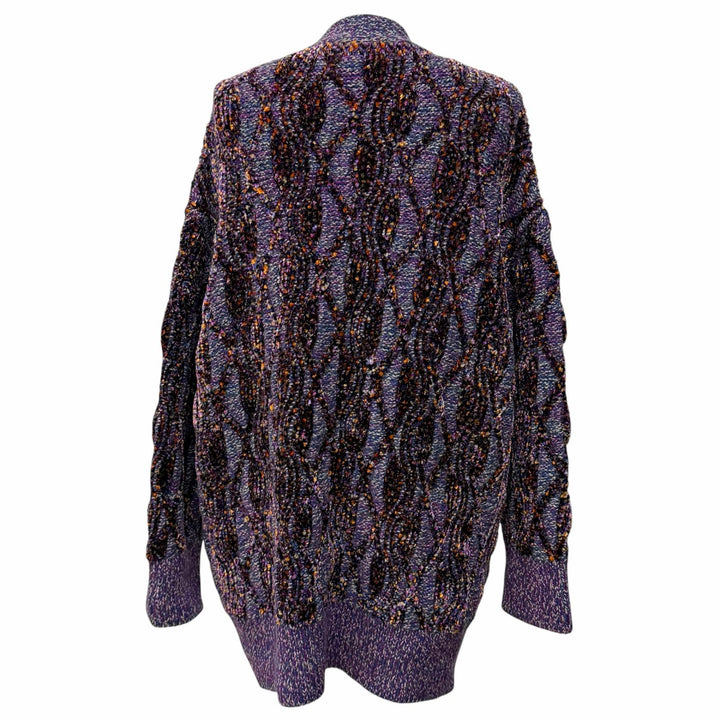 極美品★CHANEL シャネル P73870 アルパカ混 ラインストーンココボタン 厚手 Vネック ニット カーディガン パープル系 38 伊製 正規品