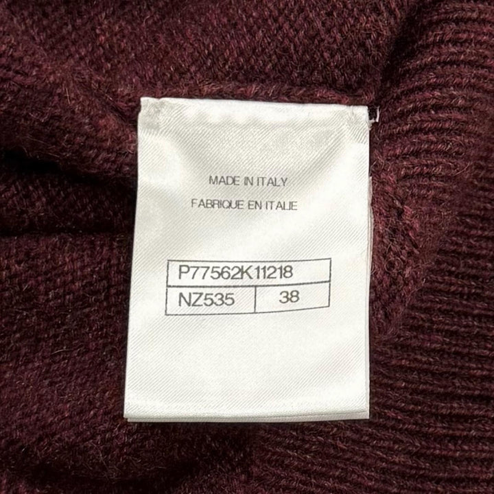 極美品★CHANEL シャネル P77562 ココマーク ギターワッペン付 クルーネック 長袖 カシミヤ ニット ボルドー 38 イタリア製 正規品