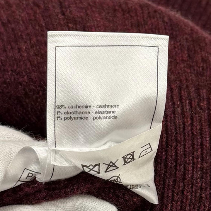 極美品★CHANEL シャネル P77562 ココマーク ギターワッペン付 クルーネック 長袖 カシミヤ ニット ボルドー 38 イタリア製 正規品