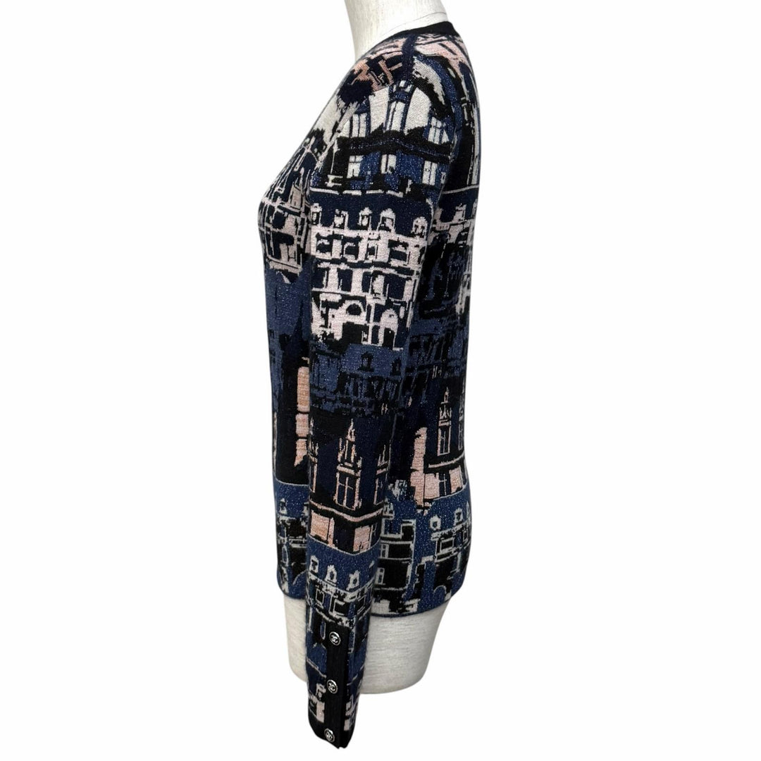 極美品★CHANEL シャネル 21A P71031 カシミヤ シルク混 総柄 ラメ サイドZIP 長袖 ニット マルチ 36 イタリア製 正規品 レディース