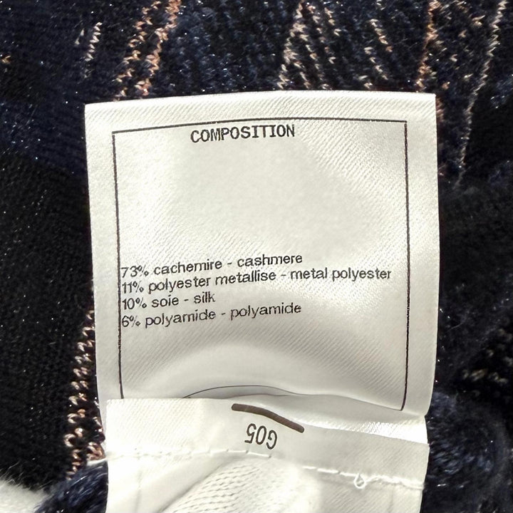 極美品★CHANEL シャネル 21A P71031 カシミヤ シルク混 総柄 ラメ サイドZIP 長袖 ニット マルチ 36 イタリア製 正規品 レディース