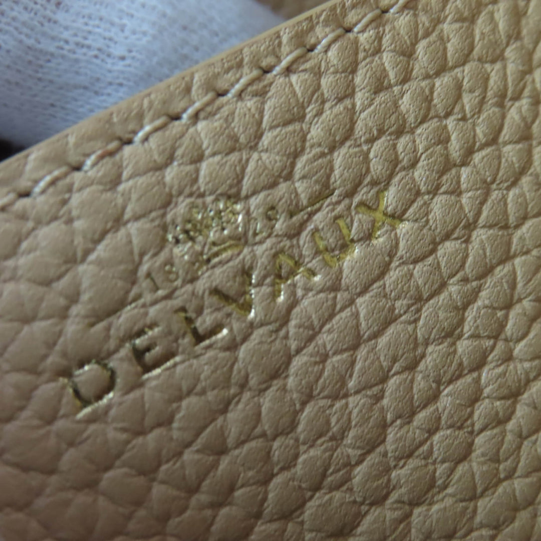 美品☆DELVAUX デルヴォー AA0607BRZ0 ピン ミニ バスケット テディ レザー使い ムートン ハンドバッグ ベージュ 箱・保存袋付き
