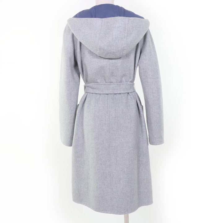 極美品☆Max Mara マックスマーラ 10110151 CUCITO A MANO アンゴラ混 白タグ リバーシブル ベルト付 コート グレー ブルー 40 正規品