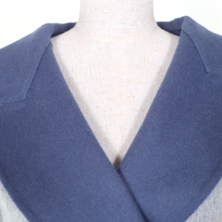 極美品☆Max Mara マックスマーラ 10110151 CUCITO A MANO アンゴラ混 白タグ リバーシブル ベルト付 コート グレー ブルー 40 正規品