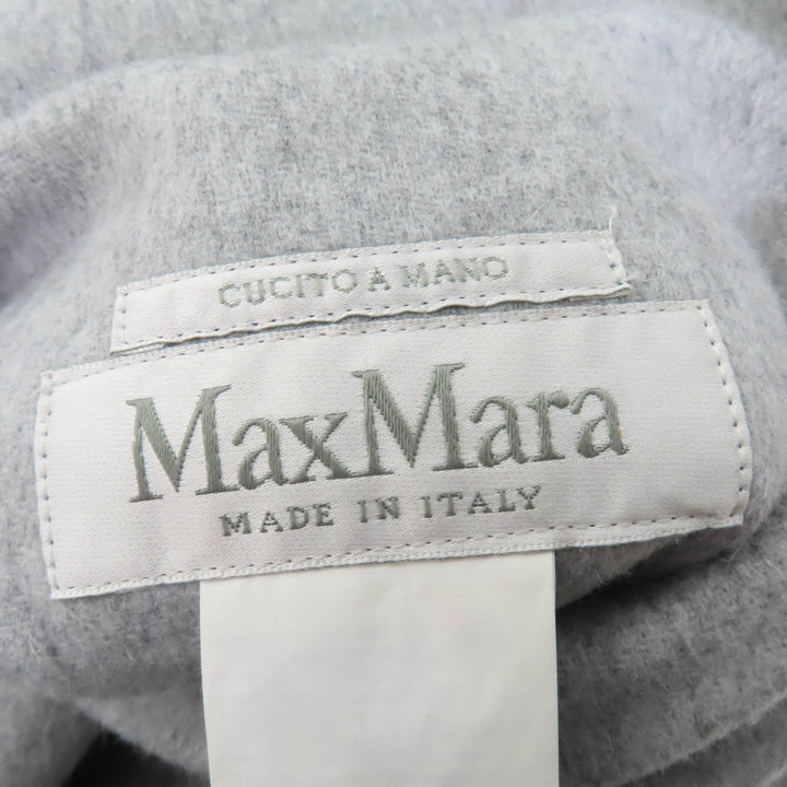 極美品☆Max Mara マックスマーラ 10110151 CUCITO A MANO アンゴラ混 白タグ リバーシブル ベルト付 コート グレー ブルー 40 正規品