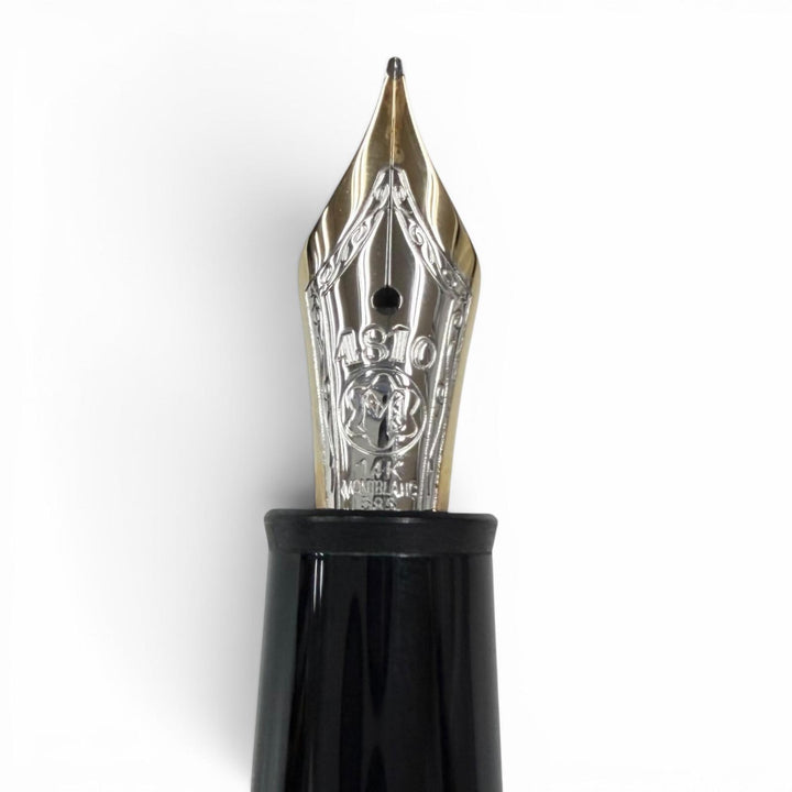 美品□MONTBLANC モンブラン マイスターシュテュック 145 クラシック プラチナライン ペン先14K Fニブ 万年筆 ブラック ドイツ製