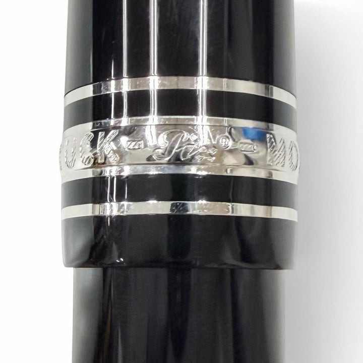 美品□MONTBLANC モンブラン マイスターシュテュック 145 クラシック プラチナライン ペン先14K Fニブ 万年筆 ブラック ドイツ製