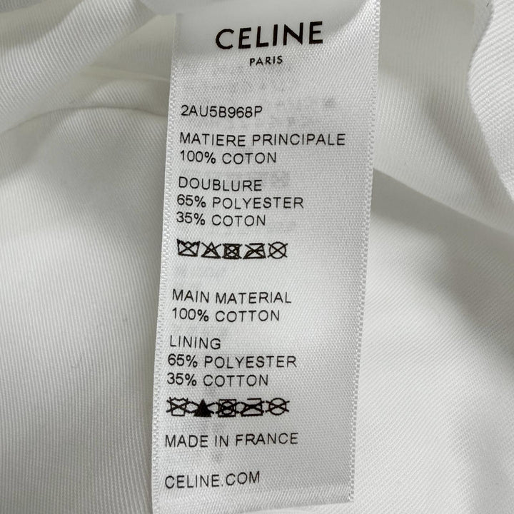 極美品□CELINE セリーヌ 2AU5B968P コットン100％ ロゴプリント 帽子 バケットハット ホワイト L フランス製 正規品 メンズ 保存袋付き