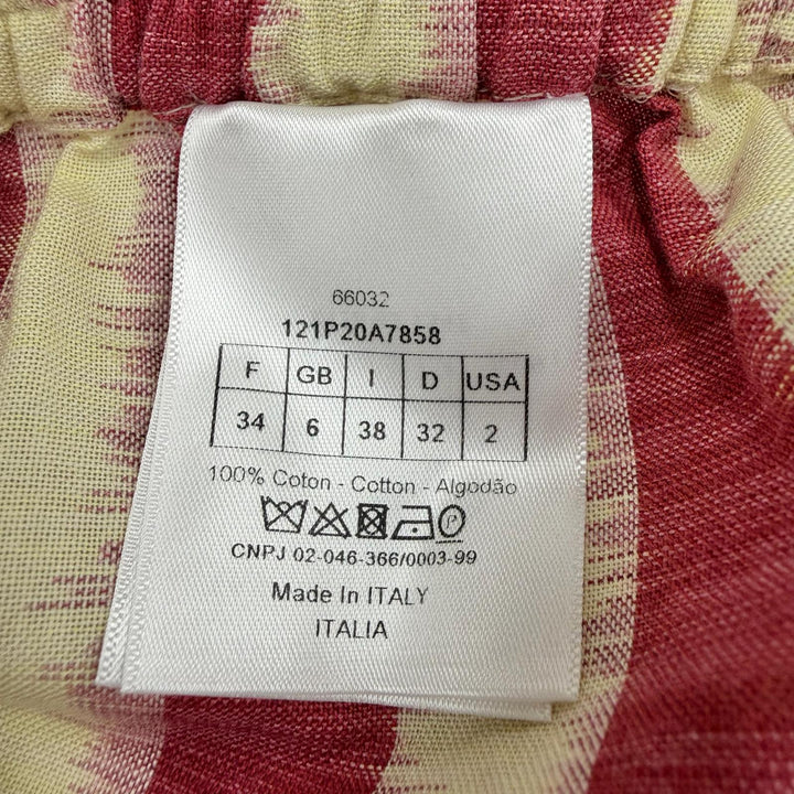 極美品◇Christian Dior クリスチャンディオール 121P20A7858 コットン100％ ストライプ ショートパンツ レッド イエロー 38 伊製 正規品