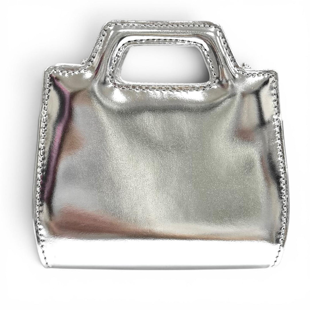 極美品★FERRAGAMO フェラガモ ワンダ ミニ ガンチーニ レザー 2WAY チェーンショルダー ポーチ ショルダーバッグ シルバー 保存袋付き