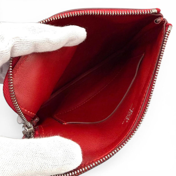 極美品★HERMES エルメス カレ ポケット ピンク ヴォースイフト ラウンドZIP ミニポーチ ポーチ D刻印 フランス製 レディース 箱付き