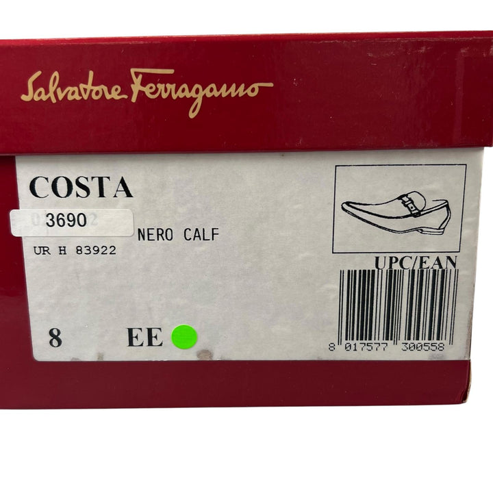 未使用品▲Salvatore Ferragamo サルヴァトーレフェラガモ COSTA ダブルガンチーニ ローファー ブラック 8EE 伊製 メンズ 箱・保存袋付き