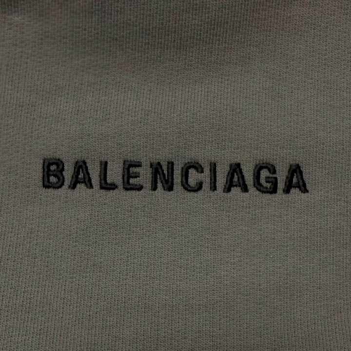 極美品□BALENCIAGA バレンシアガ 600583 ロゴ刺繍 エンブロイダリー プルオーバー スウェットパーカー フーディー グレー M 正規品　