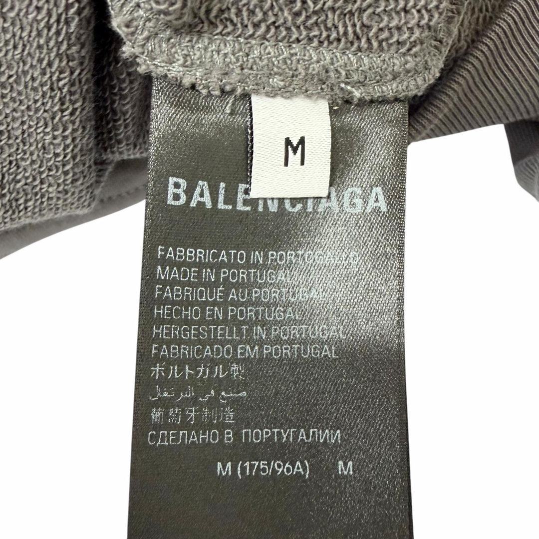 極美品□BALENCIAGA バレンシアガ 600583 ロゴ刺繍 エンブロイダリー プルオーバー スウェットパーカー フーディー グレー M 正規品　