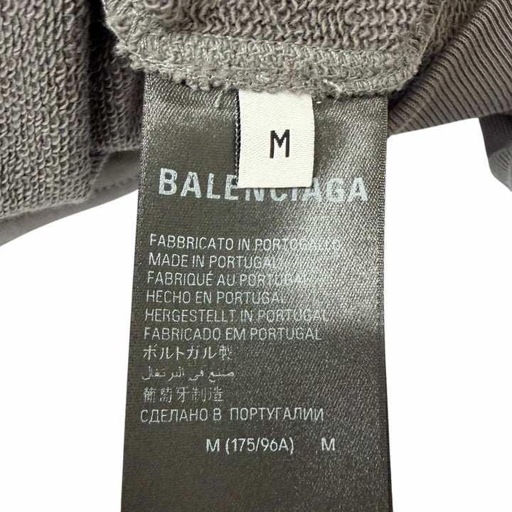 極美品□BALENCIAGA バレンシアガ 600583 ロゴ刺繍 エンブロイダリー プルオーバー スウェットパーカー フーディー グレー M 正規品　