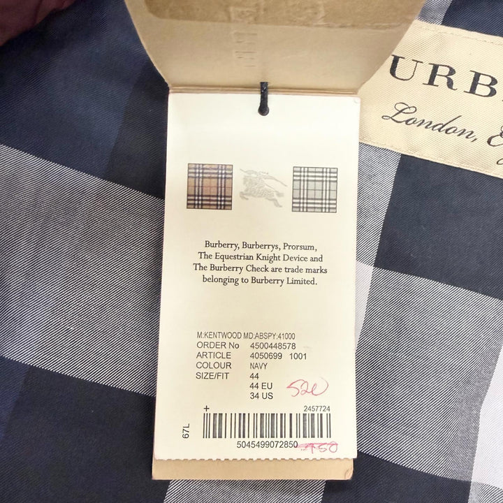 未使用品□BURBERRY バーバリー 4050699 裏地チェック柄 ライナー付き 3WAY チェスターコート ステンカラーコート ネイビー 44 正規品
