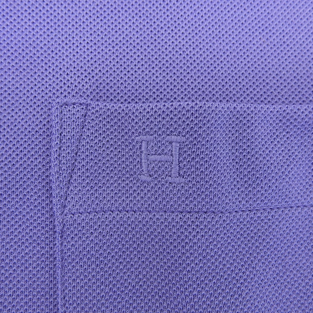 未使用品▲HERMES エルメス Hロゴ刺繍 胸ポケット クルーネック ショートスリーブ 半袖Ｔシャツ パープル系 M イタリア製 正規品 メンズ