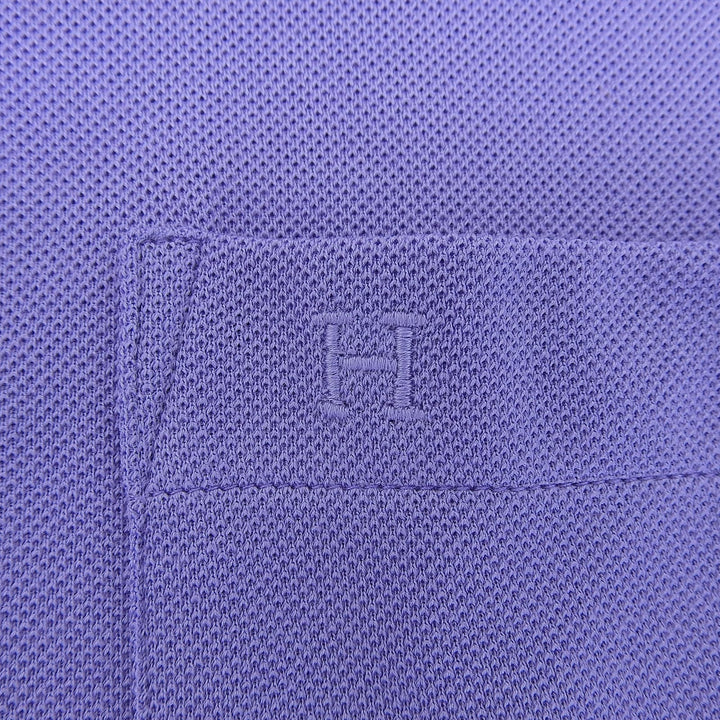 未使用品▲HERMES エルメス Hロゴ刺繍 胸ポケット クルーネック ショートスリーブ 半袖Ｔシャツ パープル系 M イタリア製 正規品 メンズ