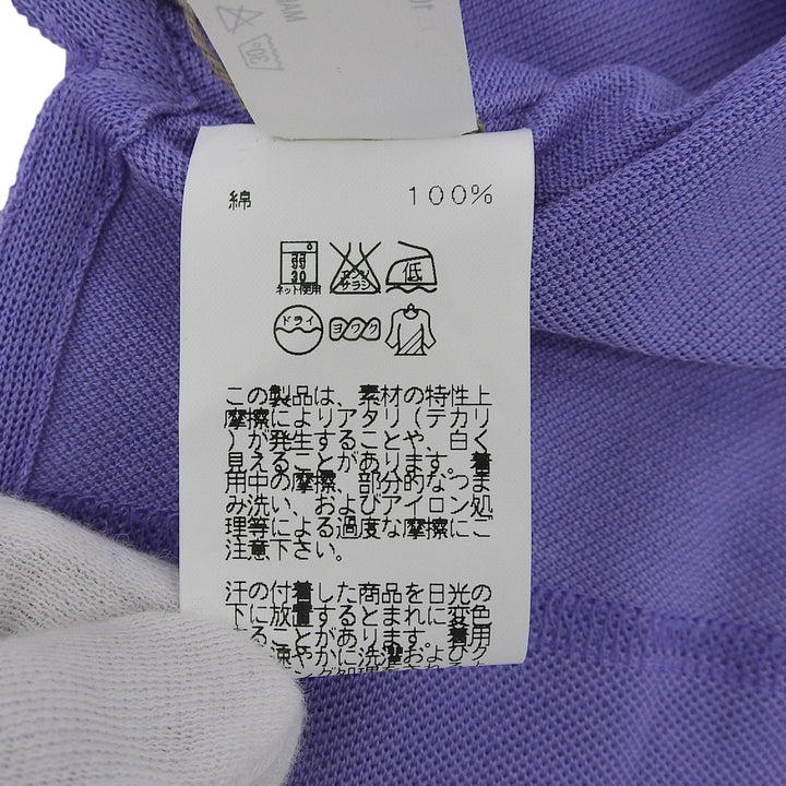 未使用品▲HERMES エルメス Hロゴ刺繍 胸ポケット クルーネック ショートスリーブ 半袖Ｔシャツ パープル系 M イタリア製 正規品 メンズ