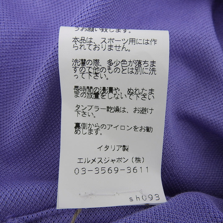 未使用品▲HERMES エルメス Hロゴ刺繍 胸ポケット クルーネック ショートスリーブ 半袖Ｔシャツ パープル系 M イタリア製 正規品 メンズ