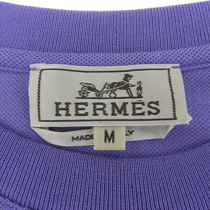 未使用品▲HERMES エルメス Hロゴ刺繍 胸ポケット クルーネック ショートスリーブ 半袖Ｔシャツ パープル系 M イタリア製 正規品 メンズ