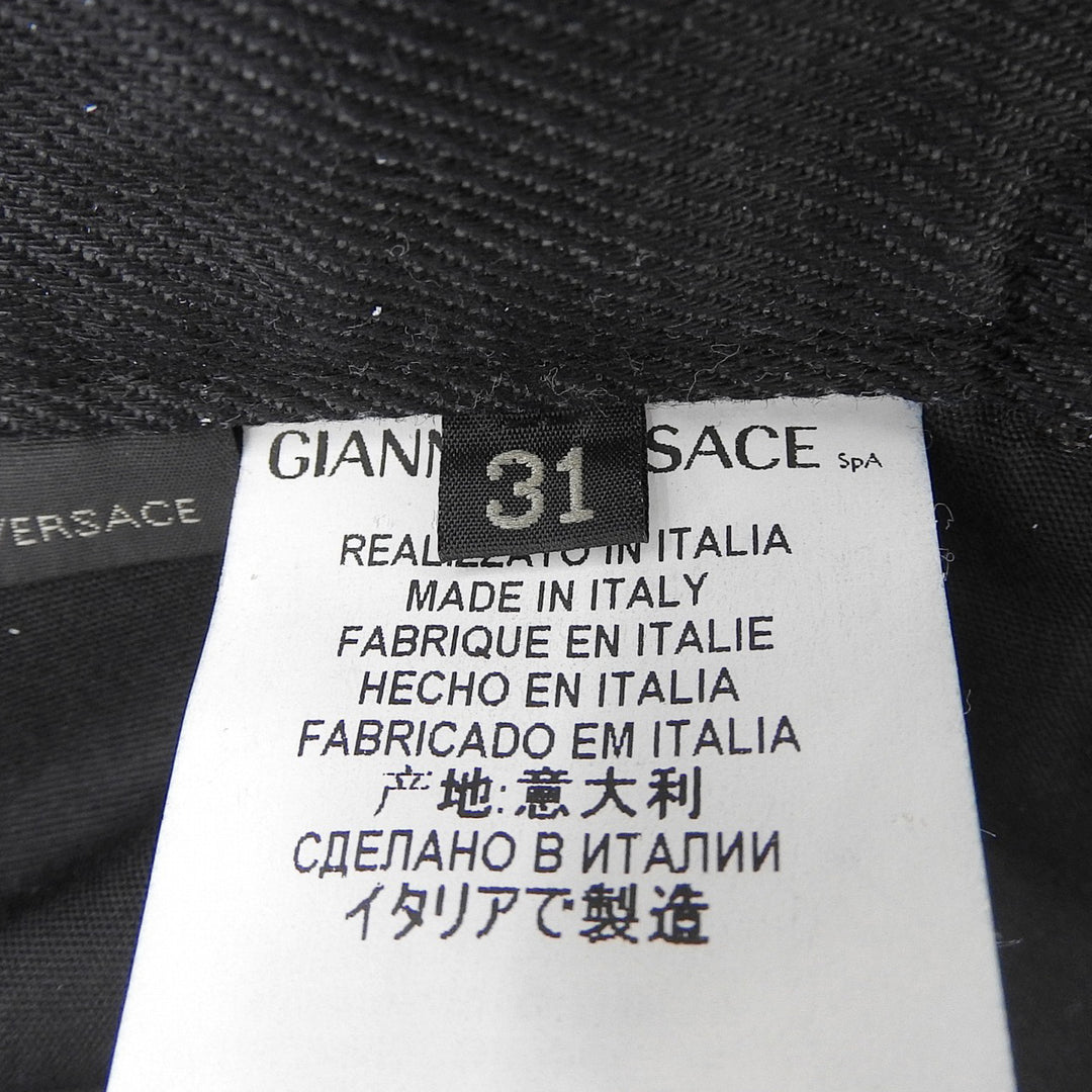 【ドンドン見直し】極美品▲VERSACE ヴェルサーチ メデューサボタン ロゴ金具 コットン100％ ブラックデニムパンツ 31 正規品