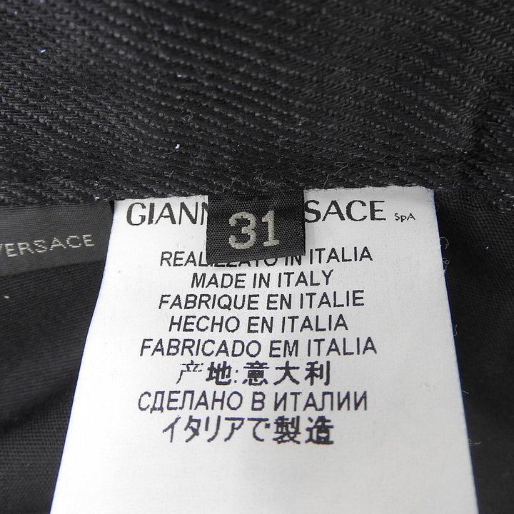 【ドンドン見直し】極美品▲VERSACE ヴェルサーチ メデューサボタン ロゴ金具 コットン100％ ブラックデニムパンツ 31 正規品