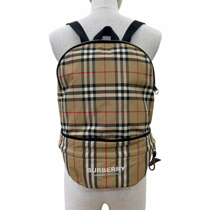 極美品☆BURBERRY バーバリー 8013921 ノバチェック ロゴ バックパック ボディバッグ リュックサック デイパック ベージュ 保存袋付き