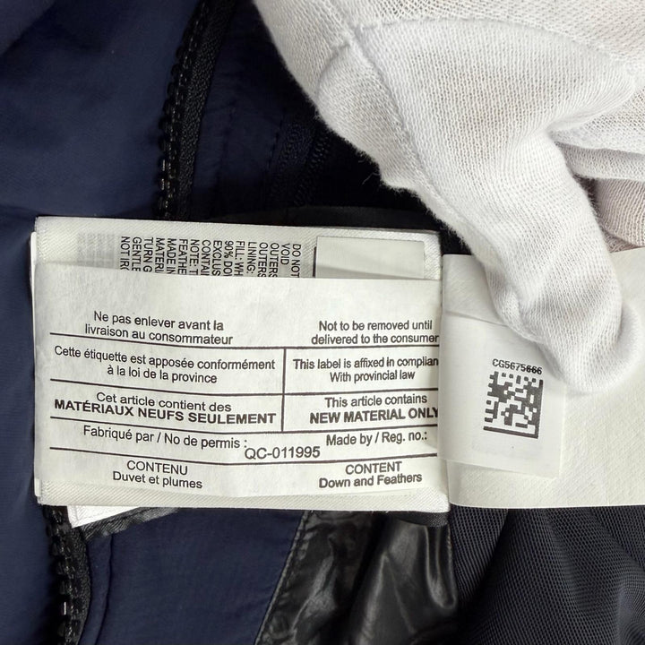 美品★CANADA GOOSE カナダグース 5077LA ALLISTON アリストン ロゴワッペン・フード付 比翼仕立て ダウンコート ネイビー M 正規品